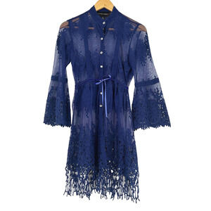 Colleen Lopez Sheer Lace Tunic Top XS Fairy Whimsygoth Romantic Festival Fringe